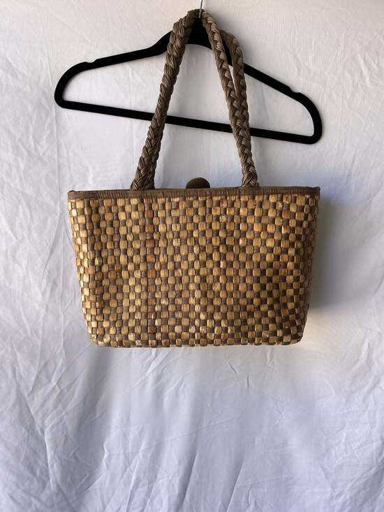 The Sak Handbags - The Sak Vintage Woven Bead Lattice Totebag with Braided Handles